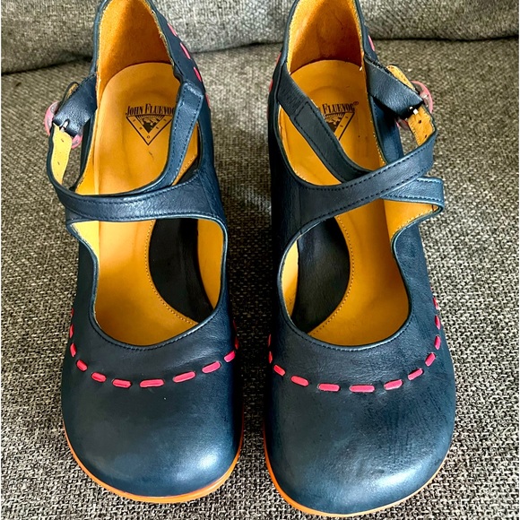 John Fluevog Shoes - Malibran Blue Criss Cross Mary Jane